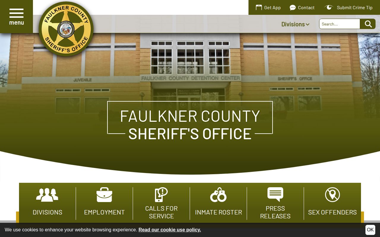 Faulkner County recent arrests source on the FCSO homepage