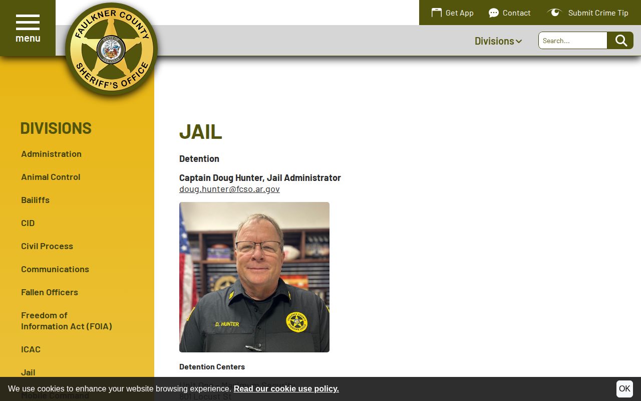 Faulkner County arrest booking and detention records information