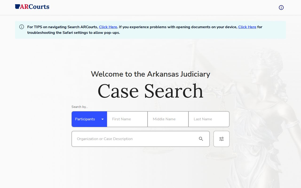 Arkansas Courts public case search for Vilonia arrest follow-up