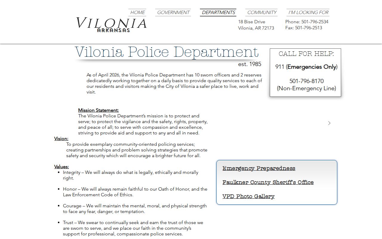 Vilonia Police Department source for Vilonia recent arrest reports