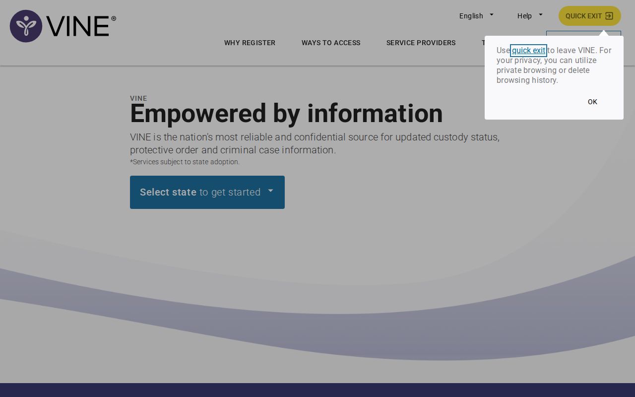 VINELink Faulkner County arrest and custody search interface